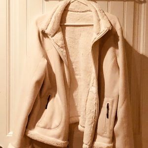 Faux fur inside trimmed reversible coat